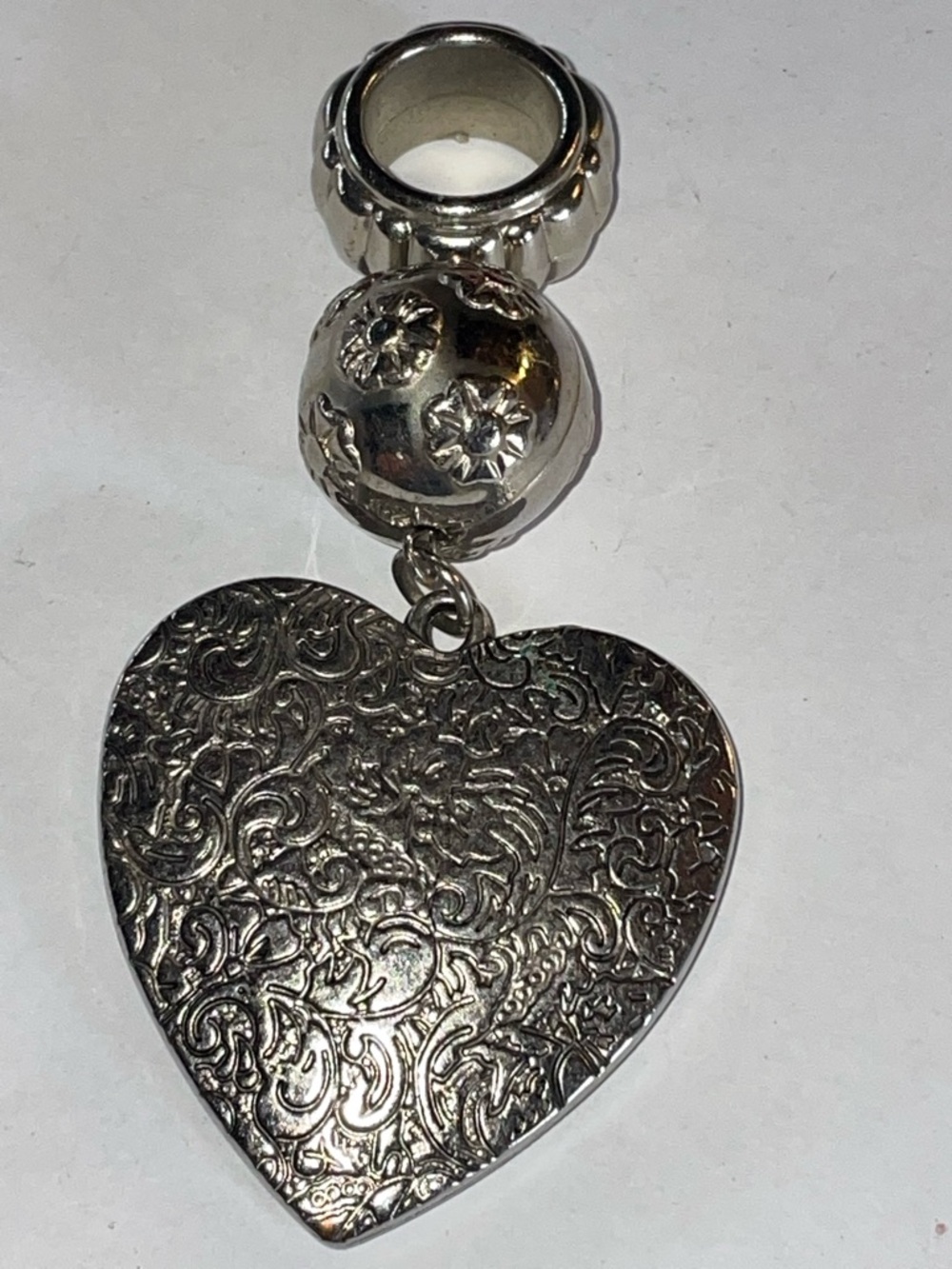 Silver Filigree Heart Dangle Charm